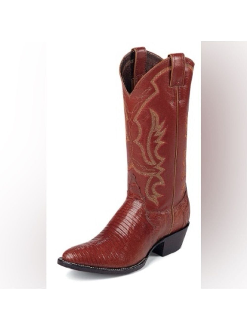 Justin 8303 Men's Exotic Leather Western Boot Peanut Brittle Lizard Round Toe - Picture 15 of 15